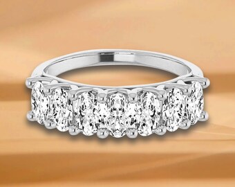 1.47 ct. Oval Cut Diamond Wedding Band - 14K/18K White, Yellow, Rose Gold and Platinum 950, Natural Diamonds Anniversary Ring