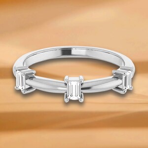 0.30 ct. Straight Baguette Cut Diamond, Delicate Wedding Band - 14K/18K White, Yellow, Rose Gold and Platinum 950, Natural Diamonds Ring