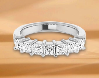 1.26 ct. Princess  Cut Diamond Wedding Band - 14K/18K White, Yellow, Rose Gold and Platinum 950, Natural Diamonds Anniversary Ring