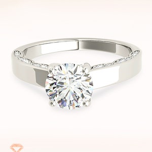 1.25 ctw G-SI1 GIA Certified Diamond Solitaire Engagement Ring - 14K/18K White Gold, Yellow Gold or Platinum, Fancy Diamond Band