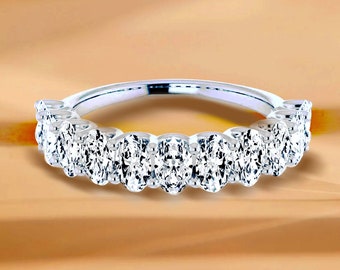 2.31 ct. Oval Cut Diamond Wedding Band - 14K/18K White, Yellow, Rose Gold and Platinum 950, Natural Diamonds Anniversary Ring