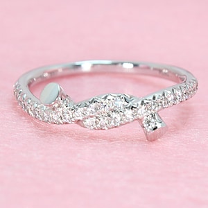 0.24 ctw. Diamond Knot Ring - 18k White Gold | Diamond Knot Band | Natural High Quality Diamonds | Round Brilliant Diamonds Knot Style  Ring