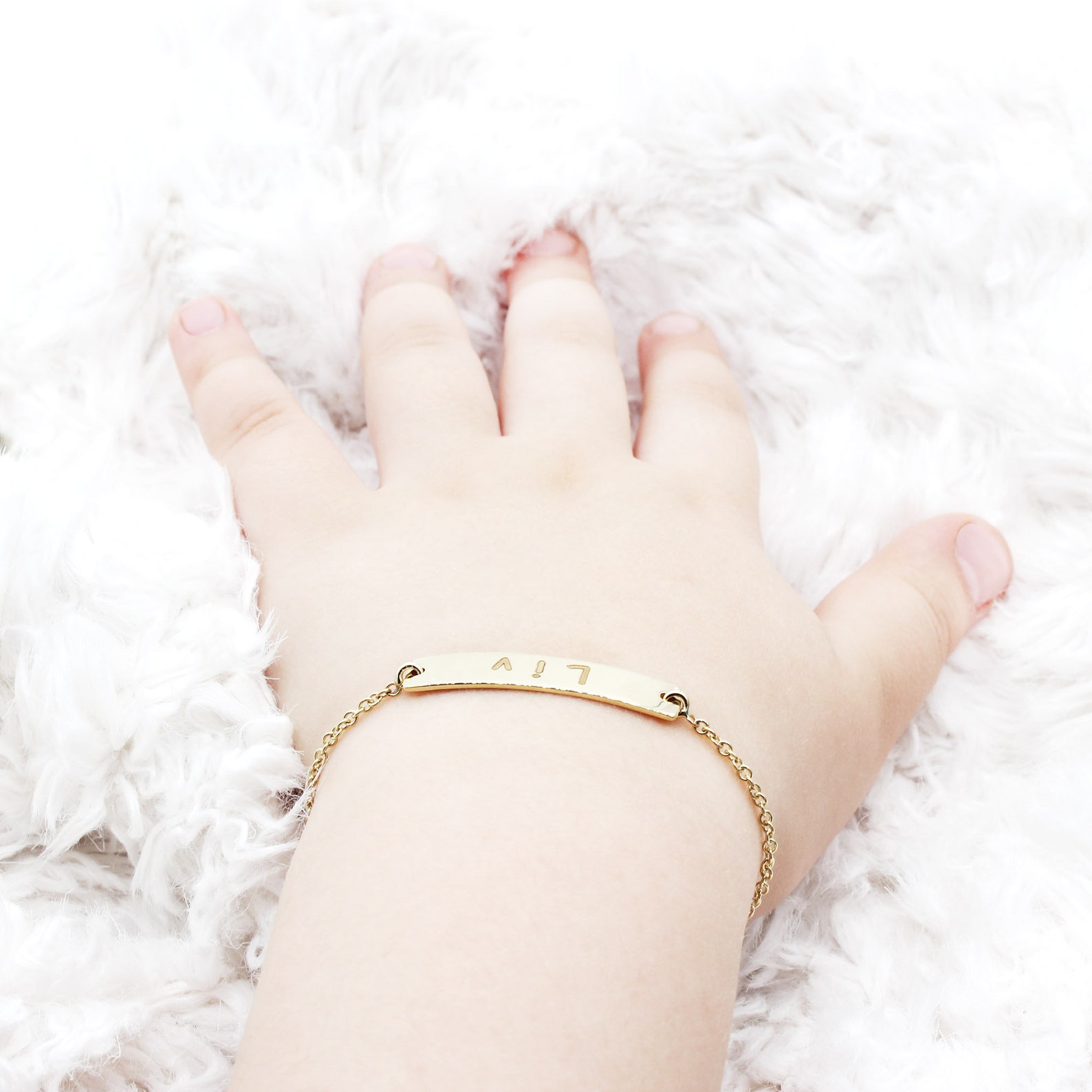 14K Solid Gold Personalized Name Baby Bracelet Solid Gold Etsy