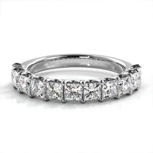 1.71 ct Princess Cut Diamond Band , 11 Stone Anniversary Ring, U Setting Princess Diamond Ring image 1