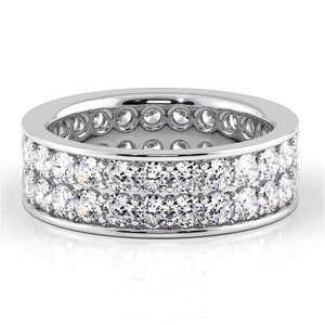 2.50 ct. Round Diamond Wedding Band, 2 Row Eternity Ring