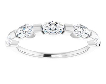 1.05 ct. Oval Cut Diamond Wedding Band - 14K/18K White, Yellow, Rose Gold and Platinum 950, Natural Diamonds Anniversary Ring