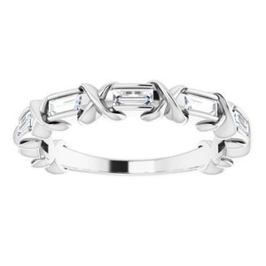 0.50 ct. Baguette Cut Diamond Stackable Wedding Band - 14K/18K White, Yellow, Rose Gold and Platinum 950, Natural Diamonds Anniversary Ring