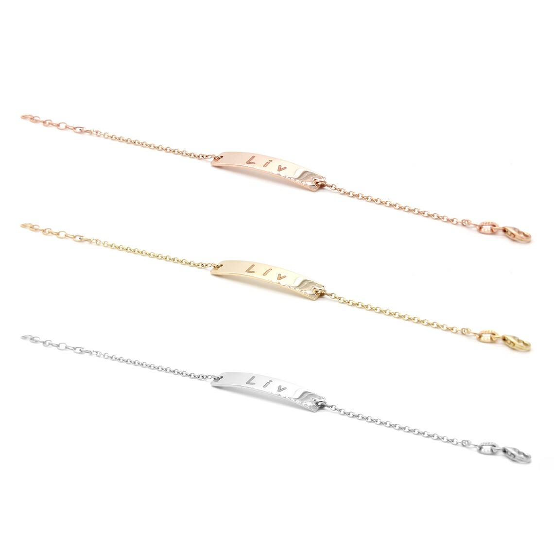 14K Solid Gold Personalized Name Baby Bracelet Solid Gold Etsy
