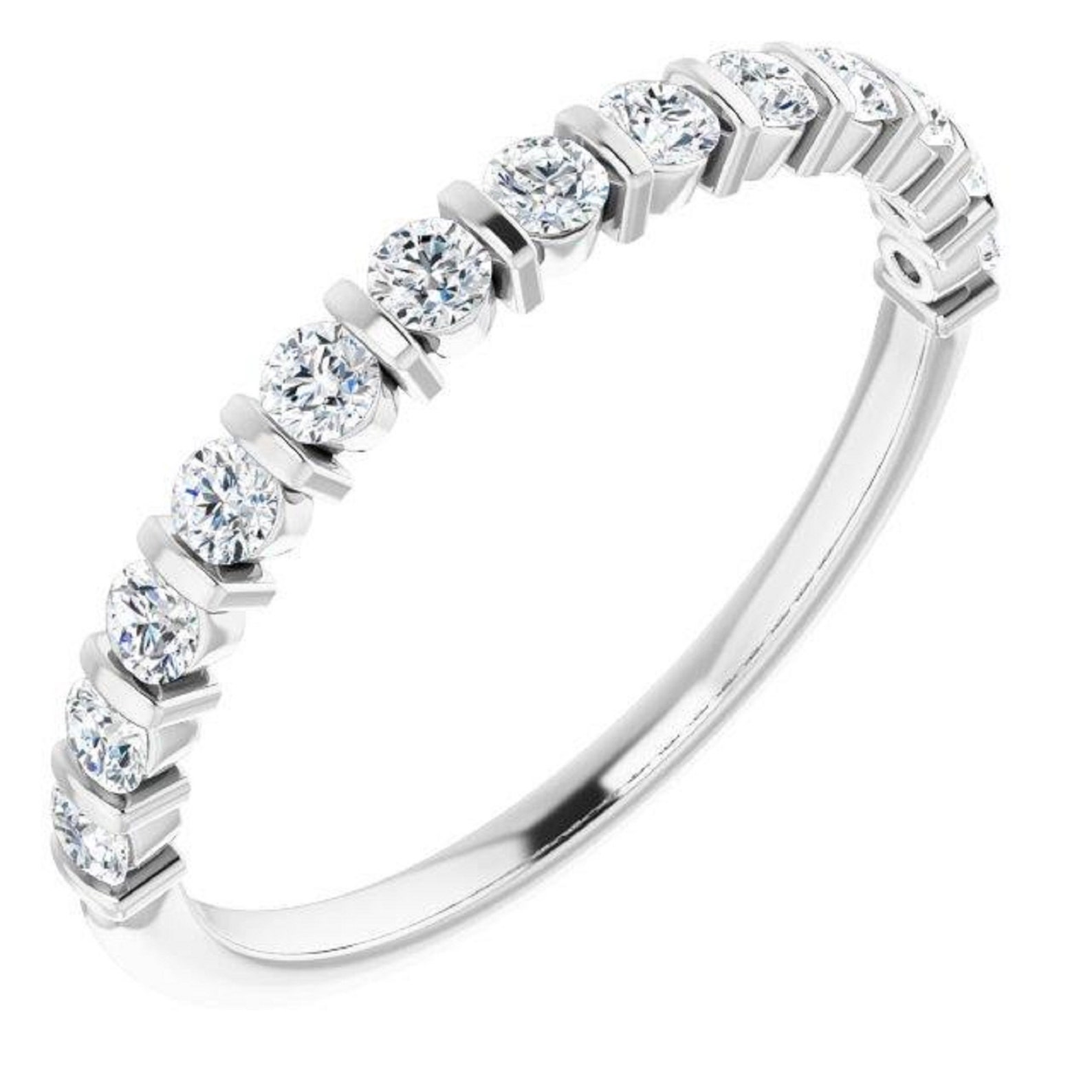 0.37 Ct. Round Cut Diamond Bar Set Wedding Band 14K/18K Etsy