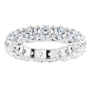 5.61 ct. Round Diamond Eternity Band, Natural Diamond Trellis Eternity Ring