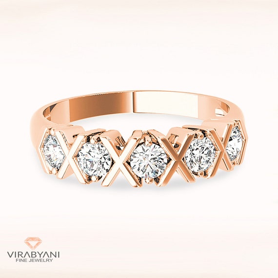 Dazzlingrock Collection 0.95 Carat  Ctw  14K Champagne Diamond Wedding Enhancer Guard Double Band 1 Ct Rose Gold Size 8 5