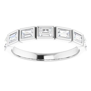 0.70 ct. Bezel Set Baguette Cut Diamond Wedding Band - 14K/18K White, Yellow, Rose Gold and Platinum 950, Natural Diamonds Anniversary Ring