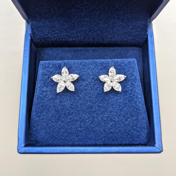 Flower cut diamond earrings deals