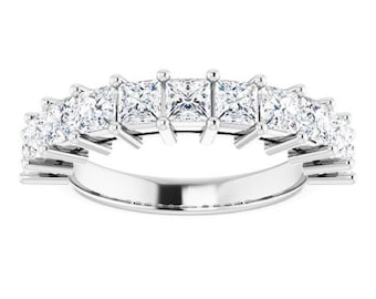1.98 ct. Princess  Cut Diamond Wedding Band - 14K/18K White, Yellow, Rose Gold and Platinum 950, Natural Diamonds Anniversary Ring