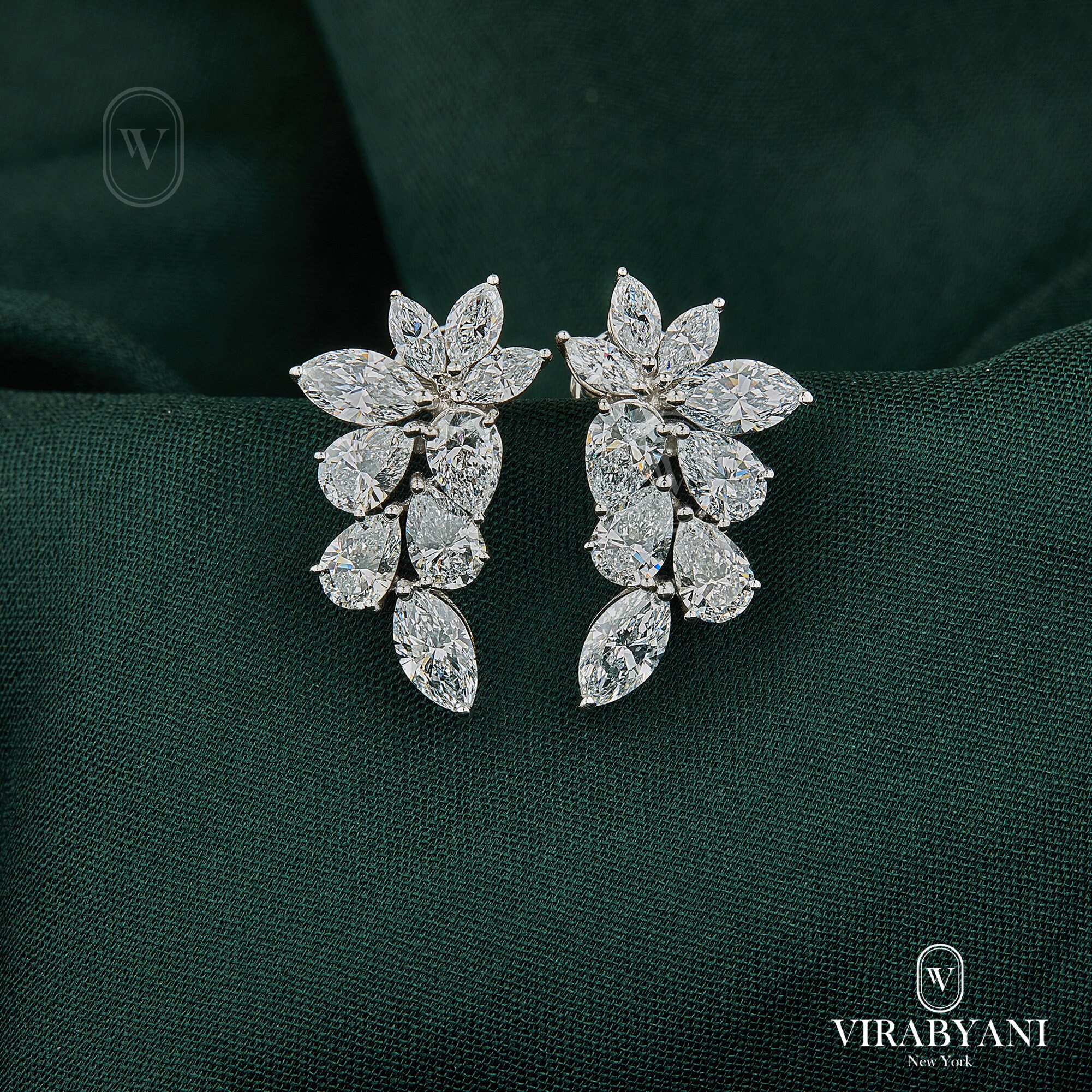 5.33 Ctw Marquise and Pear Shape Diamond Earrings - 14k