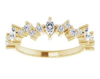 0.50 ct. Marquise Cut Diamond Cluster Band -14K/18K White, Yellow, Rose Gold and Platinum 950 | Cluster Diamond Ring