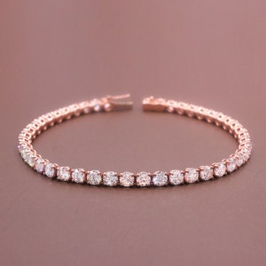 7.56 ct. Diamond Tennis Bracelet in 14K Rose Gold, Four Prong Diamond 7 Inches Tennis Bracelet, 3.6 mm stones, Mother&#39;s Day Gift  SALE