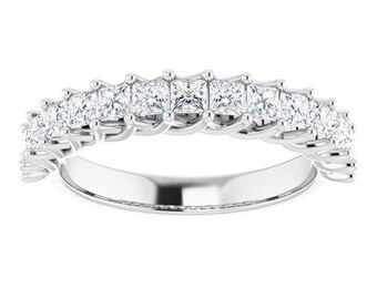 1.20 ct. Princess Cut Diamond Wedding Band - 14K/18K White, Yellow, Rose Gold and Platinum 950, Natural Diamonds Anniversary Ring