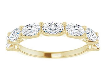 1.47 ct. Oval Cut Diamond Wedding Band - 14K/18K White, Yellow, Rose Gold and Platinum 950, Natural Diamonds Anniversary Ring