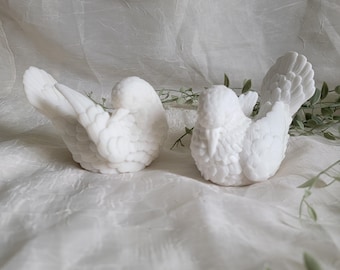 Vintage White Love Doves Carved Alabaster A. Santini Made in Italy Table Decor