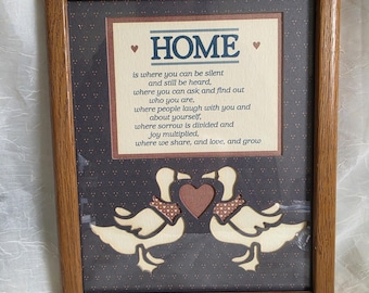 Vintage Geese Home Decor Matted Frame Farmhouse Cottage Core