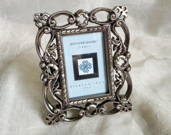 Jennifer Moore Pierced Iron Collection Mini Picture Frame 2x3 Victorian/Ornate Style - Vintage