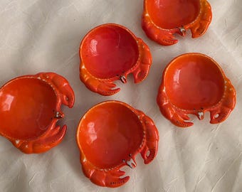 Set of 5 Vintage Ceramic Butter/Dip Crab Bowls/Dishes Made in Japan