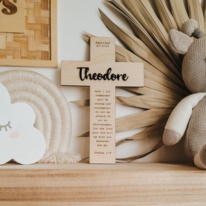 Personalized Baptism Cross: Engraved Maple Wood Christening Gift