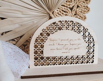 Jeremiah 1:5 Christian Nursery Decor | Scripture Nursery Decor | Christian Baby Gift | Bible Verse Sign | Rattan | Baby Shower Gifts
