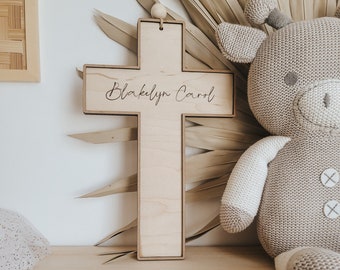 Hanging Wall Cross | Cross Decor | Baptism Gifts | Baptism Cross | Baptism Gift Boy | Baptism Gift Girl | Baptism | Cross for Nursery