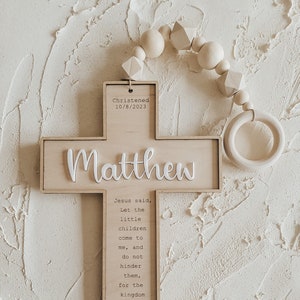Personalized Beaded Wall Cross: Baptism Gift