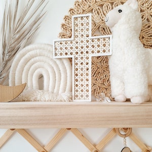 Faux Rattan Cross Wall Hanging | Christian Gift | Wall Cross | Boho Cross | Wood Cross | Wall Cross Decor | Christian Gifts for Kids | Cross