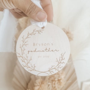Personalized Godparent Ornament: Engraved Wood Gift
