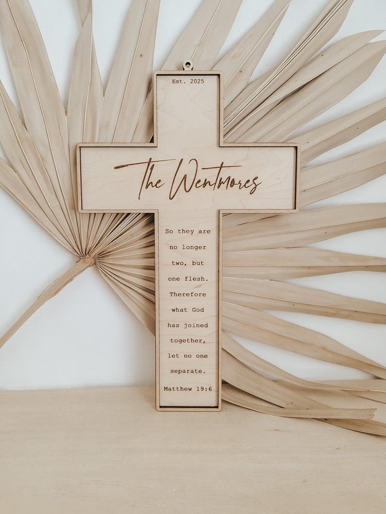 Christian Marriage Cross Gifts | Wedding Gifts | Christian Gift | Cross with Text Engraving | Wedding Religious Gift | Wedding Cross Wall