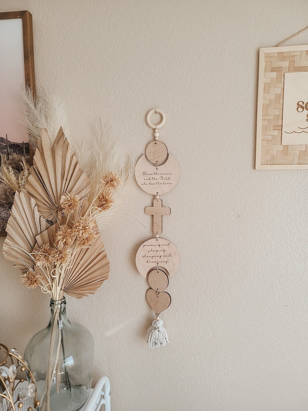 Bless This Room and Child Wall Hanging Cross for Nursery Cross Wall Decor Nursery Cross Decor