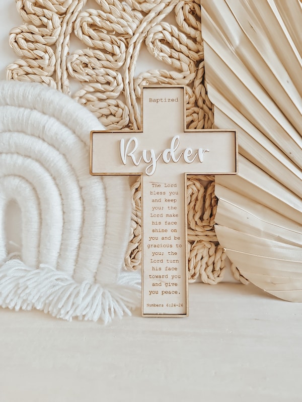 Cross With Name for baptism gift ideas