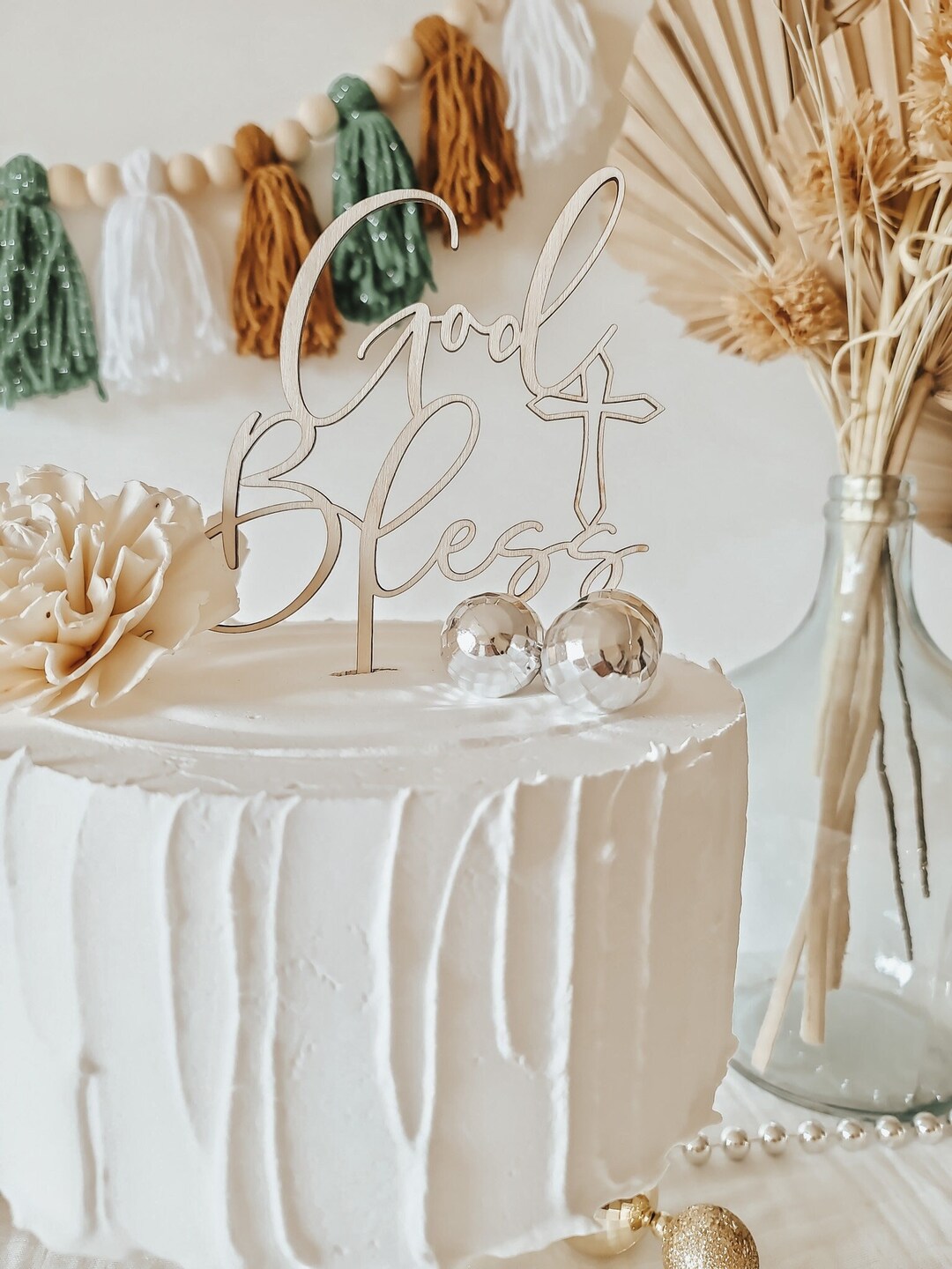 God Bless Cake Topper First Communion Cake Topper Christening Cake Topper Baptism Cake Topper