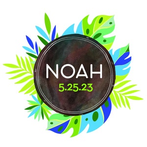 Tropical Leaves Foliage Woods Stump Bar Bat Mitzvah LOGO Digital Download