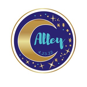 Celestial Golden Gold Moon Stars Galaxy Space Name Bar Bat Mitzvah LOGO Digital Download