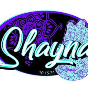 Hamsa Hemsa Hand of God Purple Aqua Oval Bat Mitzvah LOGO Digital Download