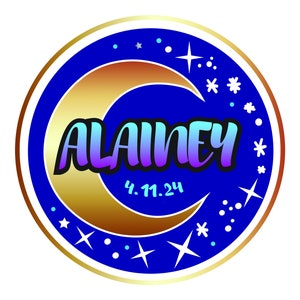 Moon & Stars Celestial Galaxy Gold Moon Space Name Bar Bat Mitzvah Birthday Business LOGO Digital Download