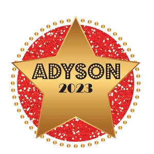 Gold Star Broadway Red Sparkle Mitzvah LOGO Digital Download