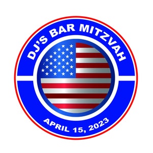 USA American Flag Stars and Stripes Name Bar Bat Mitzvah LOGO Descarga digital