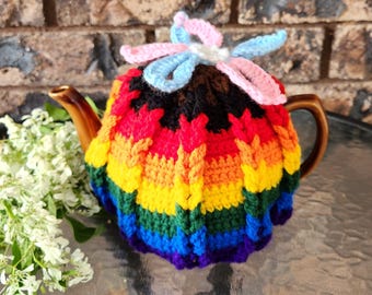 Progressive Pride Tea Cosy in Jacobs Ladder Design