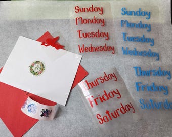 Iron on Days of the week for mask,Heat Transfer days of the week iron on, Iron on for uniform, organize things, back to school items