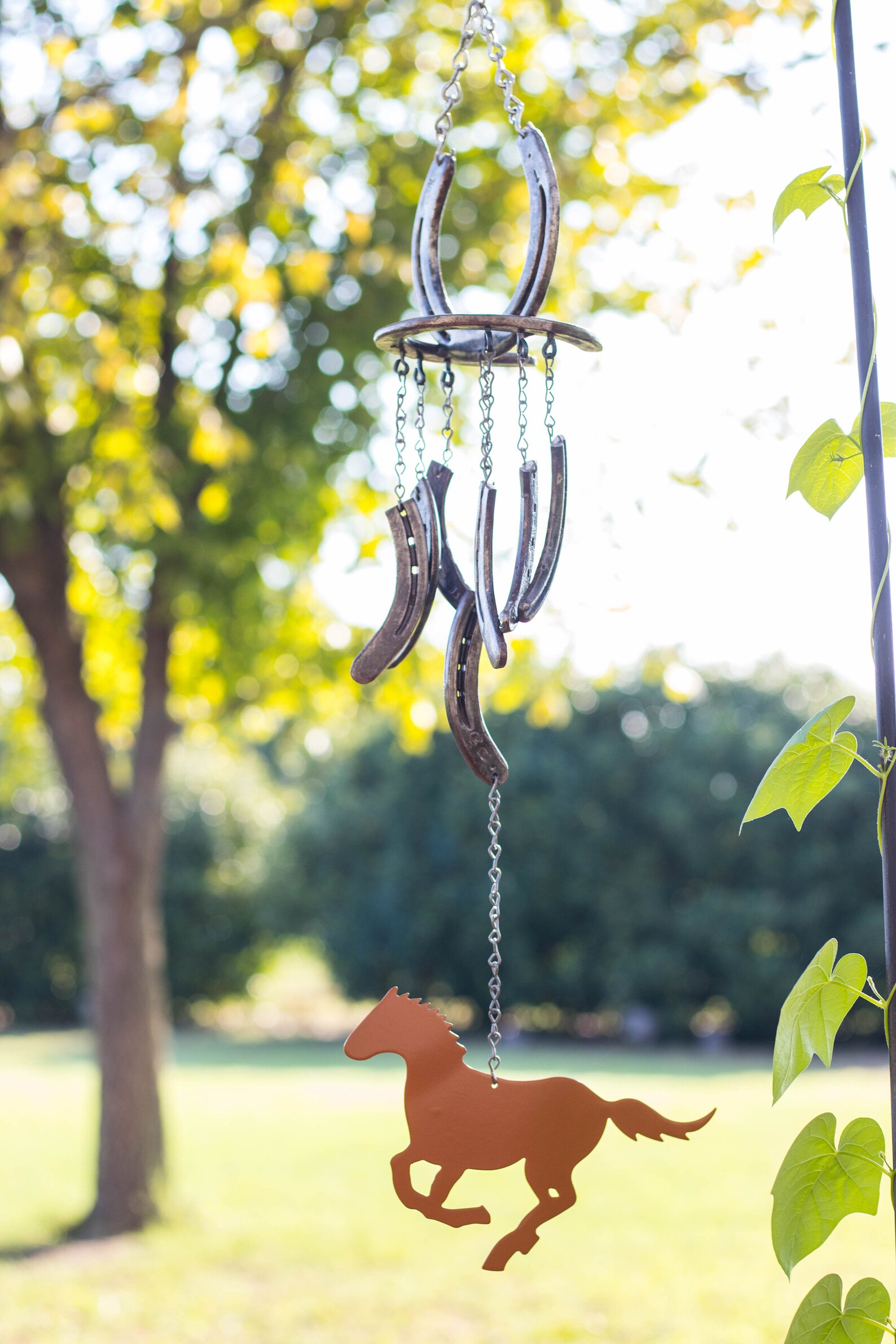Rustic Horseshoe Wind Chime With Horse Wind Catcher Etsy