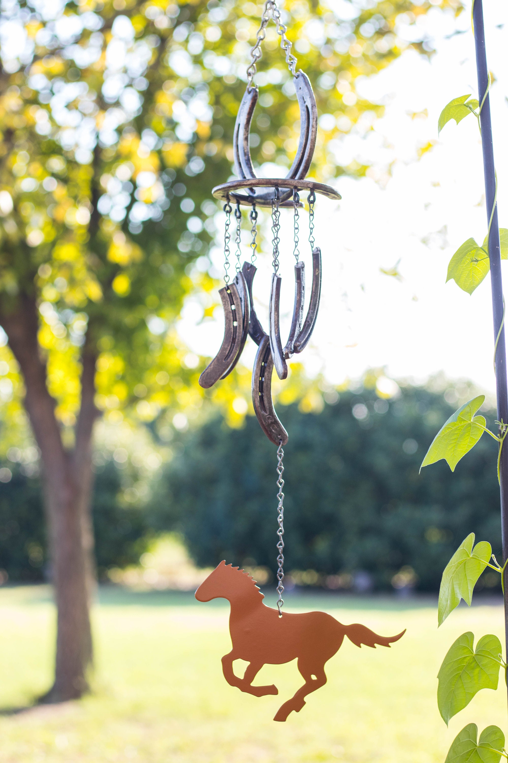 Rustic Horseshoe Wind Chime With Horse Wind Catcher Etsy