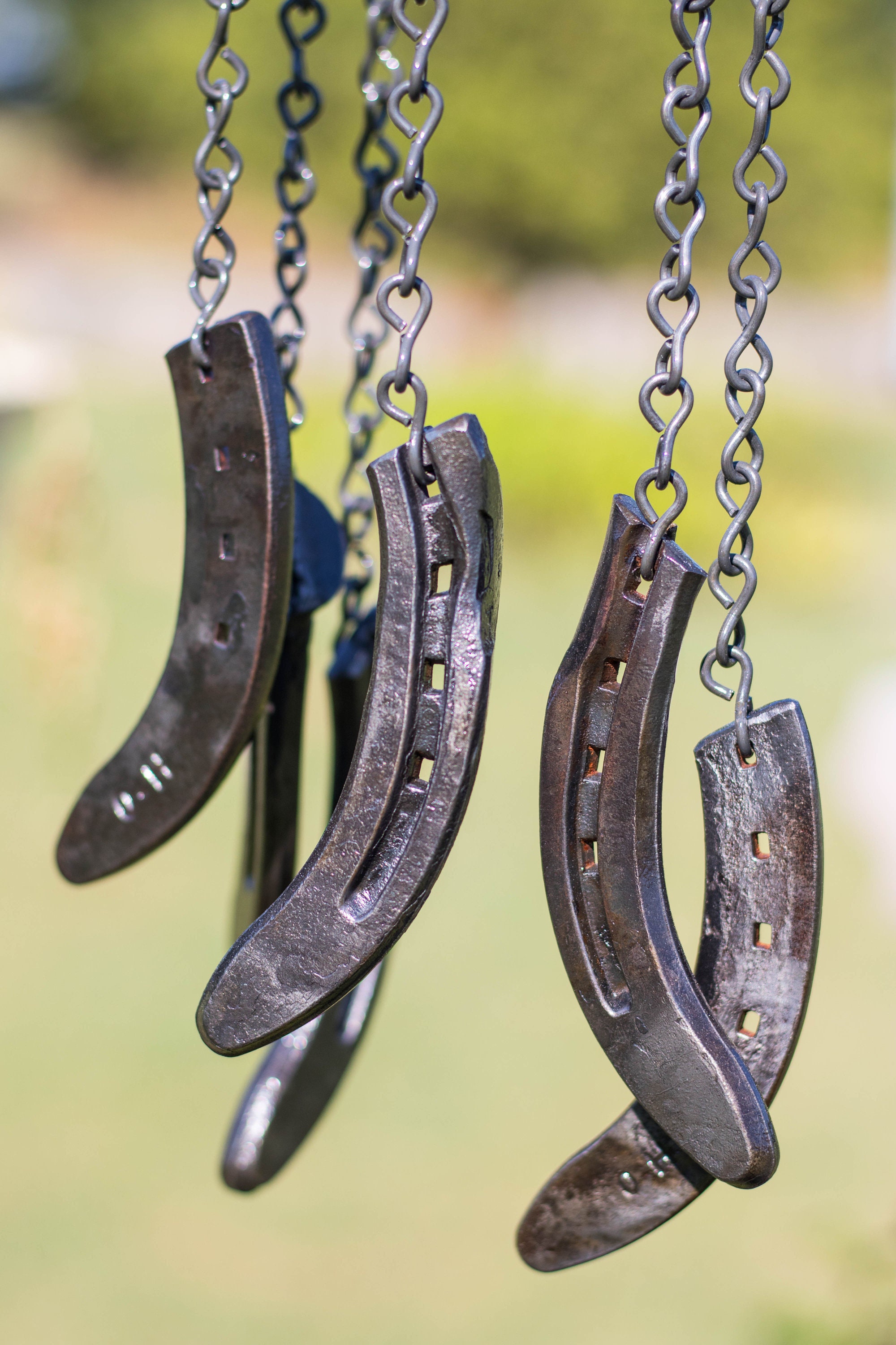 Horseshoe Wind Chime Decor / Repurposed Horseshoes / Rustic