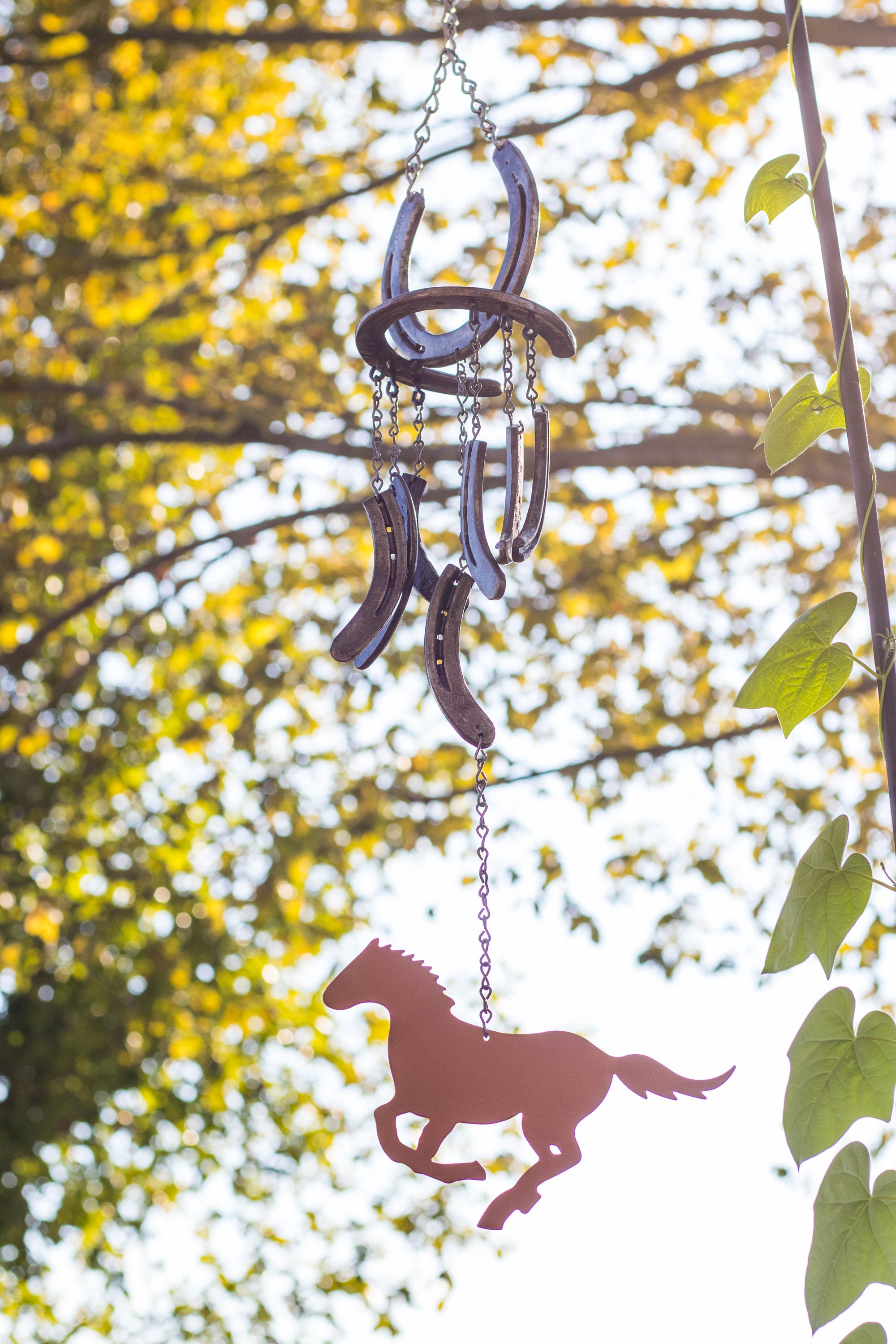 Rustic Horseshoe Wind Chime With Horse Wind Catcher Etsy