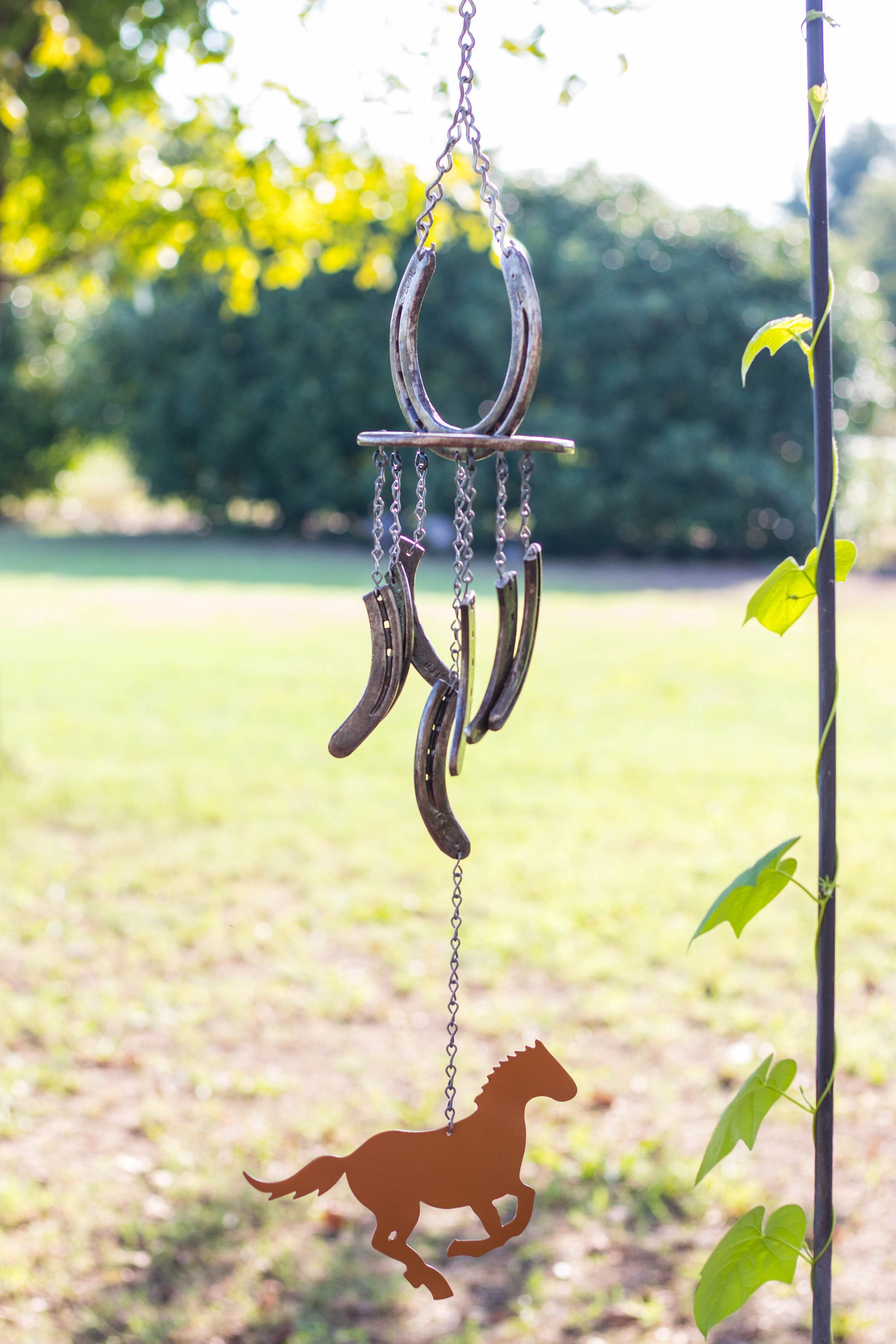 Rustic Horseshoe Wind Chime With Horse Wind Catcher Etsy